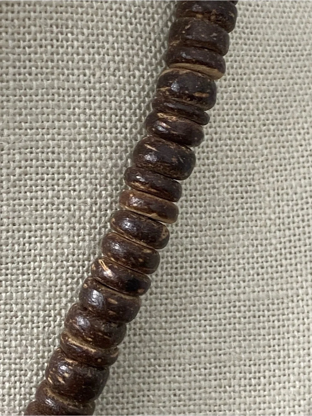 Coconut Shell Beaded Necklace New NWT Unisex Natural Boho Tropical 17.5” Brown